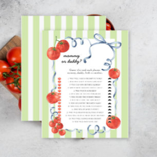 Tomaat - mama of papa baby shower spel