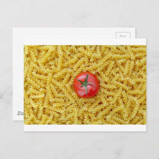 Tomaat met fusilli pasta briefkaart (Voorkant / Achterkant)