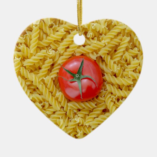 Tomaat met fusilli pasta keramisch ornament (Voorkant)