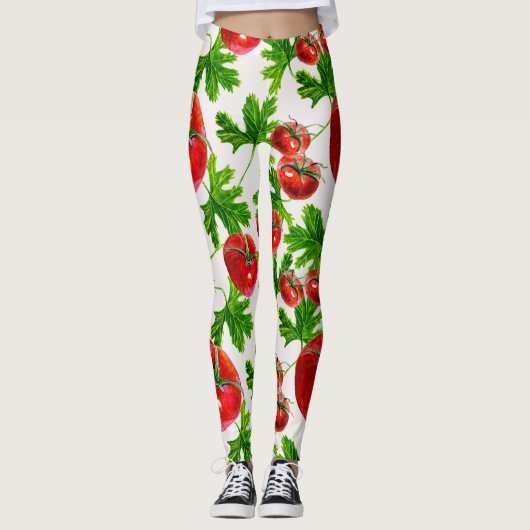 Tomaat met lederen patroon leggings (Voorkant)