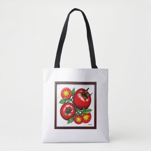 Tomaat ontwerp rood en groen tote bag (Voorkant)