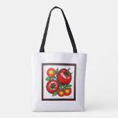 Tomaat ontwerp rood en groen tote bag (Achterkant)