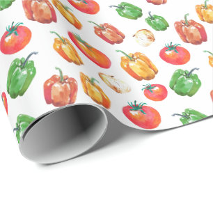 Tomaat Peppers Ui Hand-getrokken Foodie Cadeaupapier