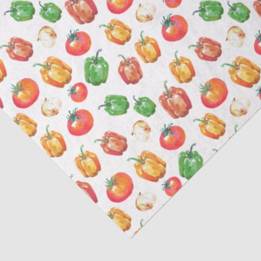 Tomaat Peppers Ui Hand-getrokken Foodie Tissuepapier (Detail)