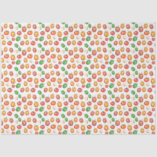 Tomaat Peppers Ui Hand-getrokken Foodie Tissuepapier (Voorkant)