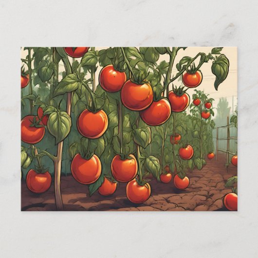 Tomaat Planten met Red Ripe Tomatoes in de Tuin Briefkaart (Voorkant)