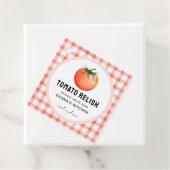 Tomaat Relish met tomaat en geruit patroon Bedankjes Labels (In situ)