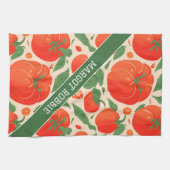 Tomaat Retro Kleurrijk Gepersonaliseerd Patroon Theedoek (Horizontaal)