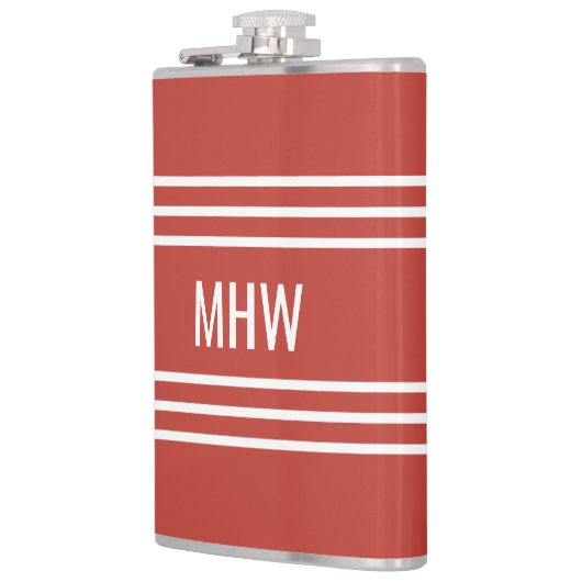 Tomaat Rode Strepen aangepaste monogram kolf Heupfles (Links)