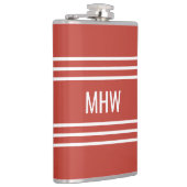 Tomaat Rode Strepen aangepaste monogram kolf Heupfles (Rechts)