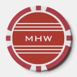 Tomaat Rode Strepen aangepaste monogram poker chip