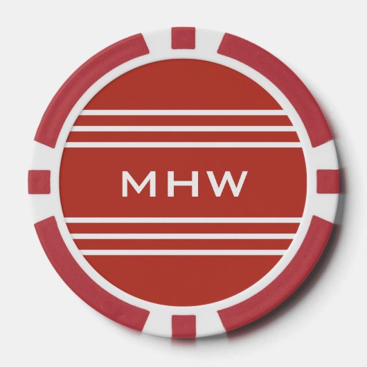 Tomaat Rode Strepen aangepaste monogram poker chip (Voorkant)
