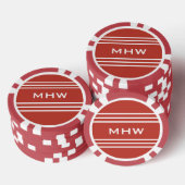 Tomaat Rode Strepen aangepaste monogram poker chip (Opstapeling)