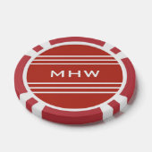 Tomaat Rode Strepen aangepaste monogram poker chip (Enkel)