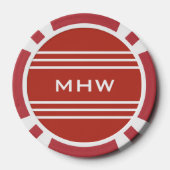 Tomaat Rode Strepen aangepaste monogram poker chip (Achterkant)