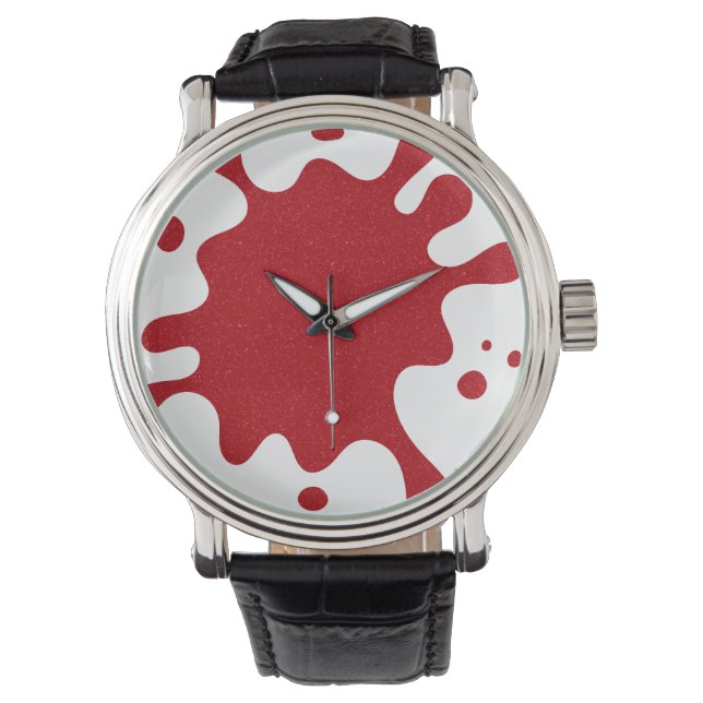 Tomaat Rood Spetter op Witte Aangepaste Horloge (Voorkant)