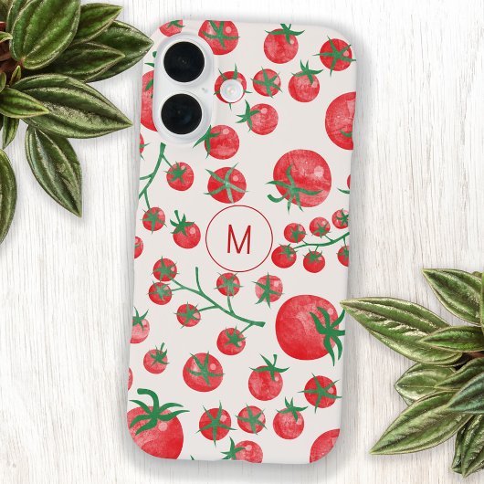 Tomaat Waterverf Mediterraan Monogram Initiaal Case-Mate iPhone Case