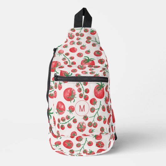 Tomaat Waterverf Mediterraan Monogram Initiaal Sling Bag (Voorkant)