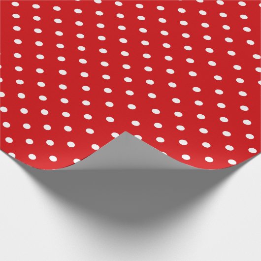 Tomaatrood | Wit Polka Dot inpakpapier (Hoek)