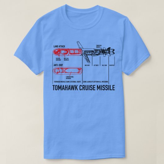 Tomahawk Cruise raket blauwdruk diagram T-shirt (Design voorkant)