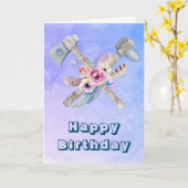 Tomahawk Feathers and Flowers Happy Birthday Kaart (Gele Bloem)