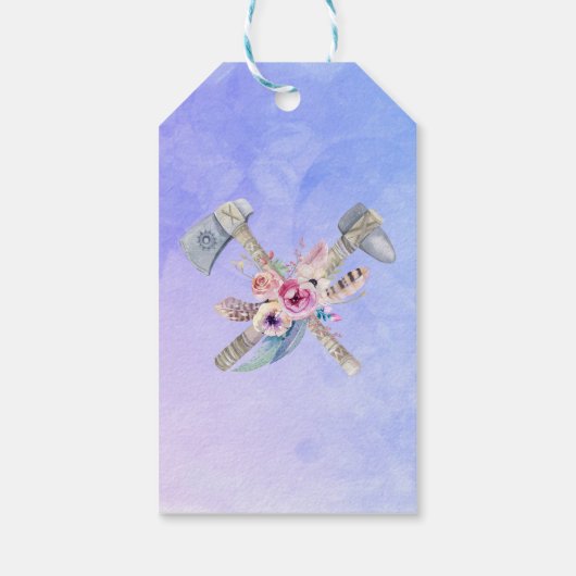 Tomahawk Feathers en Flowers Dank u Cadeaulabel (Achterkant)