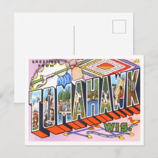Tomahawk, Wisconsin  Big Letters Briefkaart (Voorkant / Achterkant)