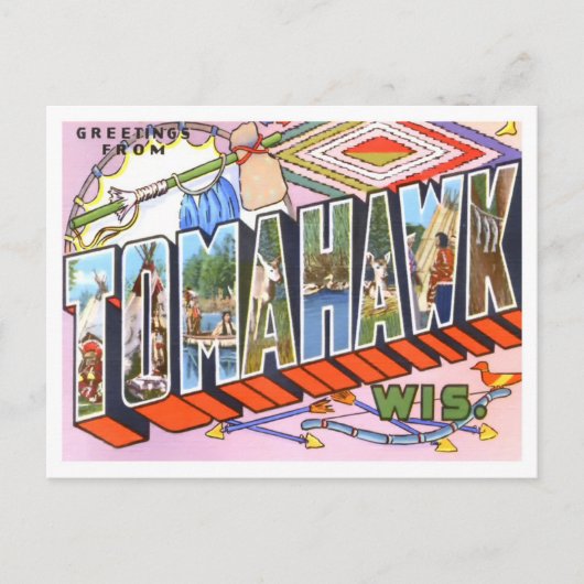 Tomahawk, Wisconsin  Big Letters Briefkaart (Voorkant)
