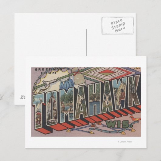 Tomahawk, Wisconsin - Grote letterscènes Briefkaart (Voorkant / Achterkant)