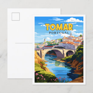 Tomar Portugal vintage reisillustratie Briefkaart