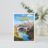 Tomar Portugal vintage reisillustratie Briefkaart (Staand voorkant)