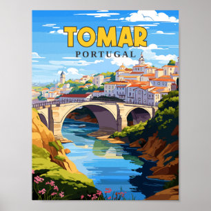 Tomar Portugal vintage reisillustratie Poster