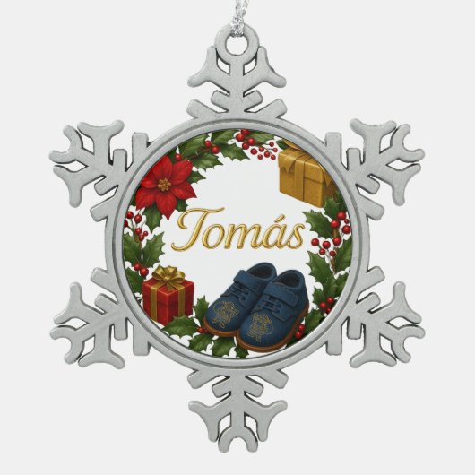 Tomás Baby’s First Christmas Snowflake Ornament (Voorkant)