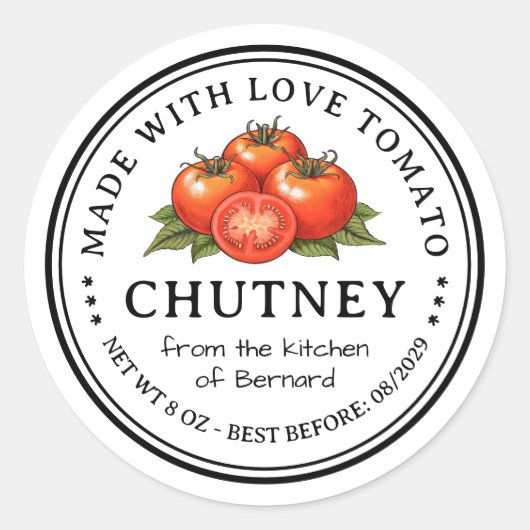 Tomat Chutney Conserve Label (Voorkant)