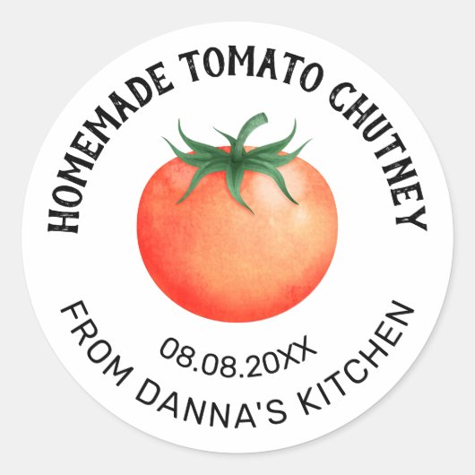 Tomat Chutney conserve label met rode tomaat (Voorkant)