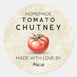 Tomat Chutney vintage inmaaklabel Ronde Sticker