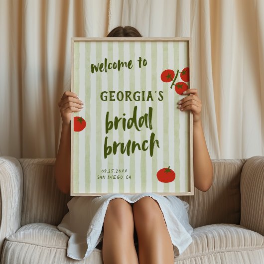 Tomat Groene Strepen Bruids Brunch Welkom Poster