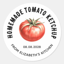 Tomat Ketchup conserve met waterverf tomaat Ronde Sticker