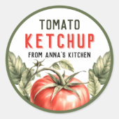 Tomat ketchup sticker met waterverf tomaat (Voorkant)