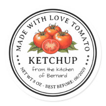 Tomat ketchup zelfgemaakte inmaak etiket