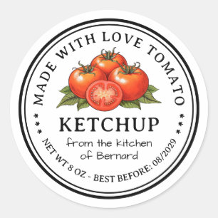 Tomat ketchup zelfgemaakte inmaakvoedsel sticker