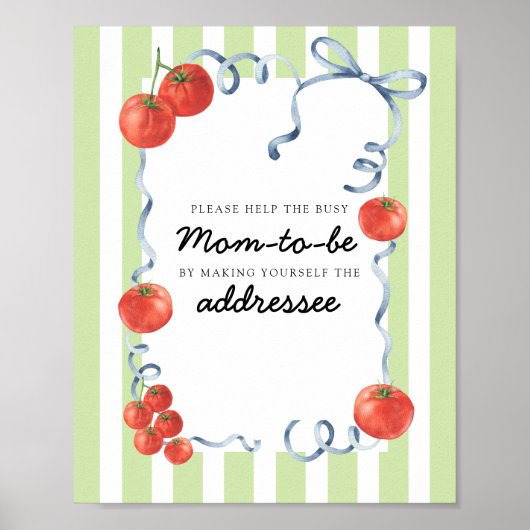 Tomaten Baby Shower Bezig Moeder Poster (Voorkant)
