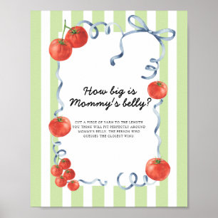 Tomaten Baby Shower Hoe groot is mama's buik Poster