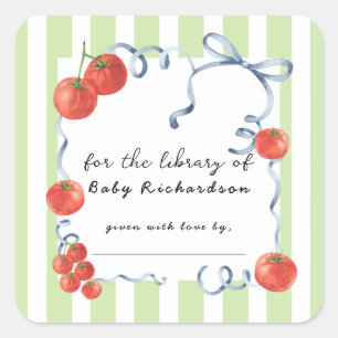 Tomaten baby shower Voor de bibliotheek van Vierkante Sticker