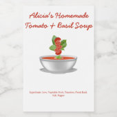 tomaten & Basil Soup Voedselcontainer Etiket (Enkel label)
