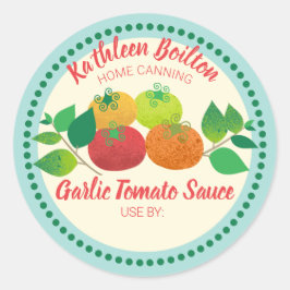 Tomaten basilicum tomatensaus home inblikken ronde sticker