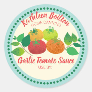 Tomaten basilicum tomatensaus home inblikken ronde sticker