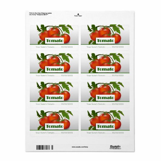 Tomaten behouden conservenetiket etiket (Full Sheet)