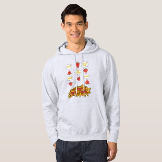 tomaten die naar gefrituurde aardappelen springen  hoodie (Voorkant volledig)