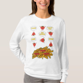 tomaten die naar gefrituurde aardappelen springen  t-shirt